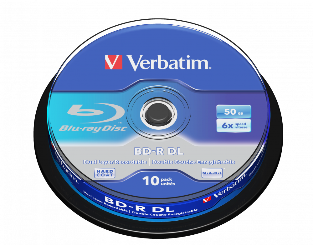 VERBATIM 43746 BD-R 50GB/kétrétegű/6x/fehér-kék írható felület/egyszer írható Blu-Ray 10db/csomag