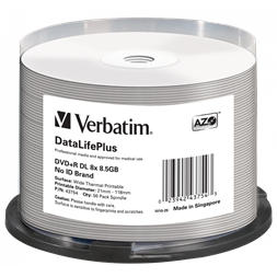 VERBATIM 43754 DVD+R 8,5GB/kétrétegű/8x/hő nyomtatható felület/egyszer írható DVD 50db/csomag