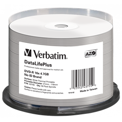 VERBATIM 43755 DVD-R 4,7GB/16x/hő nyomtatható felület/egyszer írható DVD 50db/csomag