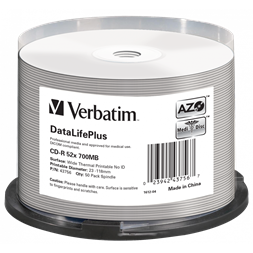 VERBATIM 43756 CD-R 700MB/52x/hő nyomtatható felület/egyszer írható CD 50db/csomag