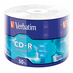VERBATIM 43787 CD-R 700MB/52x/extra protection írható felület/egyszer írható CD 50db/csomag