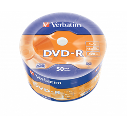 VERBATIM 43788 DVD-R 4,7GB/16x/matt ezüst írható felület/egyszer írható DVD 50db/csomag