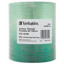 VERBATIM 43792 CD-R 700MB/52x/hő nyomtatható felület/egyszer írható CD 100db/csomag