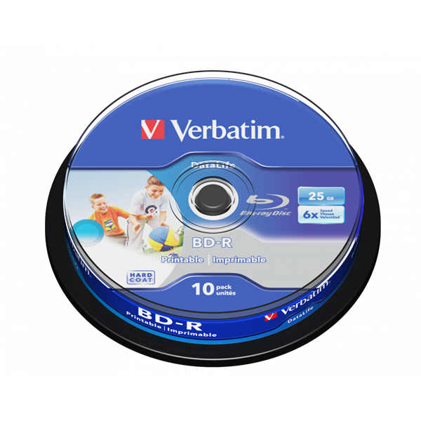 VERBATIM 43804 BD-R 25GB/egyrétegű/6x/nyomtatható felület/egyszer írható Blu-Ray 10db/csomag