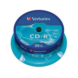VERBATIM 43432 CD-R 700MB/52x/extra protection írható felület/egyszer írható CD 25db/csomag