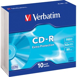 VERBATIM 43415 CD-R 700MB/52x/extra protection írható felület/egyszer írható slim CD 10db/csomag