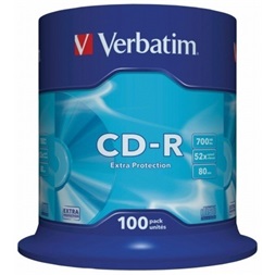 VERBATIM 43411 CD-R 700MB/52x/extra protection írható felület/egyszer írható CD 100db/csomag
