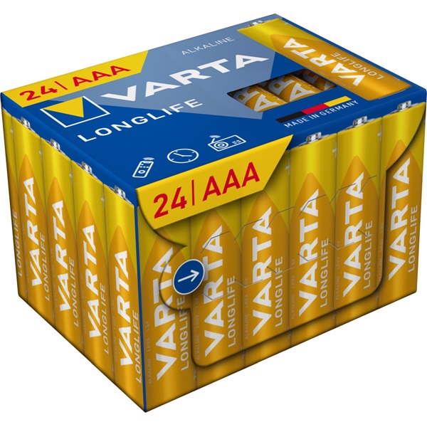 VARTA 4103301134 Longlife mikro AAA (LR03) mikroceruza elem 24db/csomag (műanyagmentes csomagolás)
