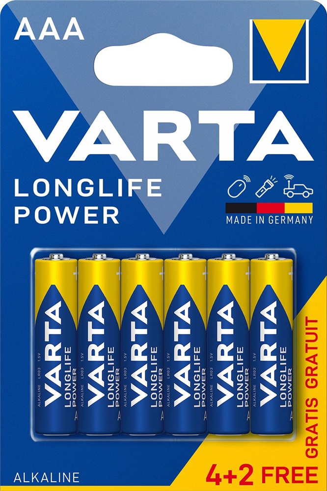Varta 4903121436 Helps Longlife Power AAA (LR03) mikro ceruza elem 4+2db/bliszter