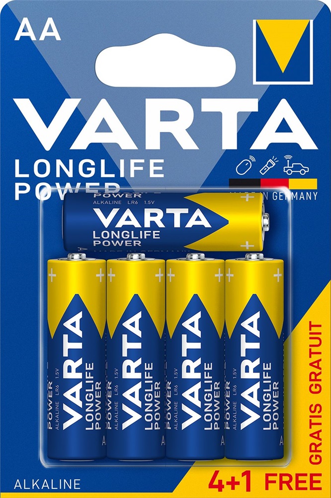 Varta 4906121415 Longlife Power AA (LR6) alkáli ceruza elem 4+1db/bliszter