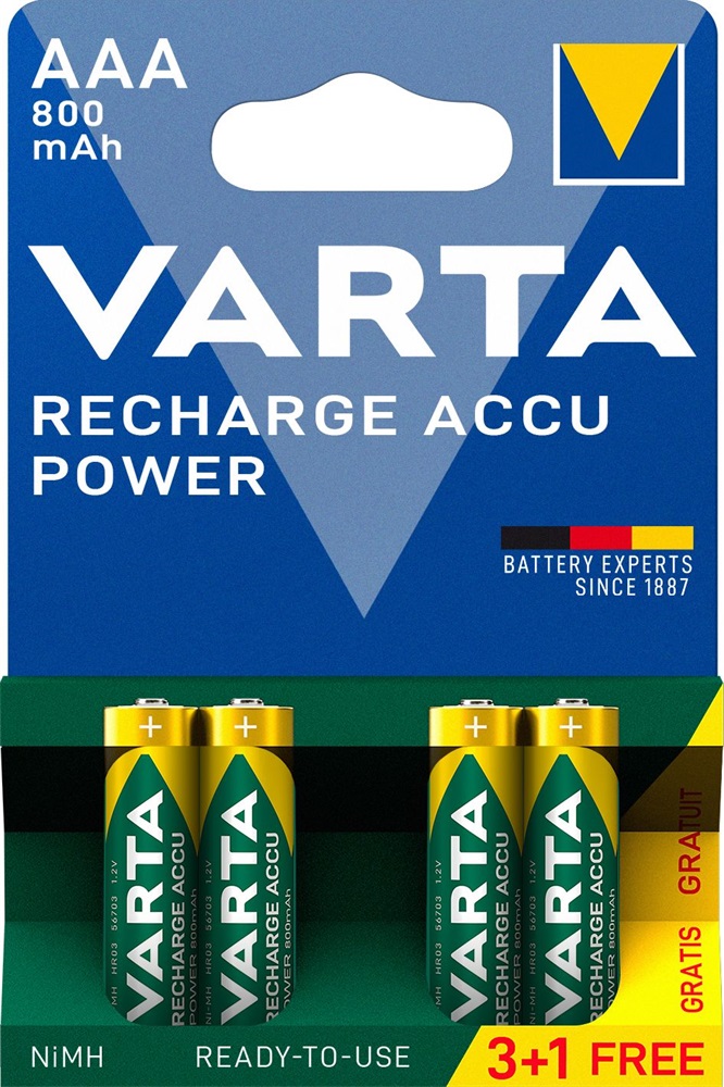 Varta 56703101494 AAA 800mAh NiMh akku 3+1 db/bliszter