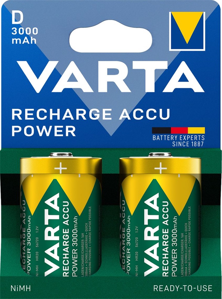 Varta 56720101412 Power góliát D 3000mAh akkumulátor 2db/csomag (műanyagmentes csomagolás)