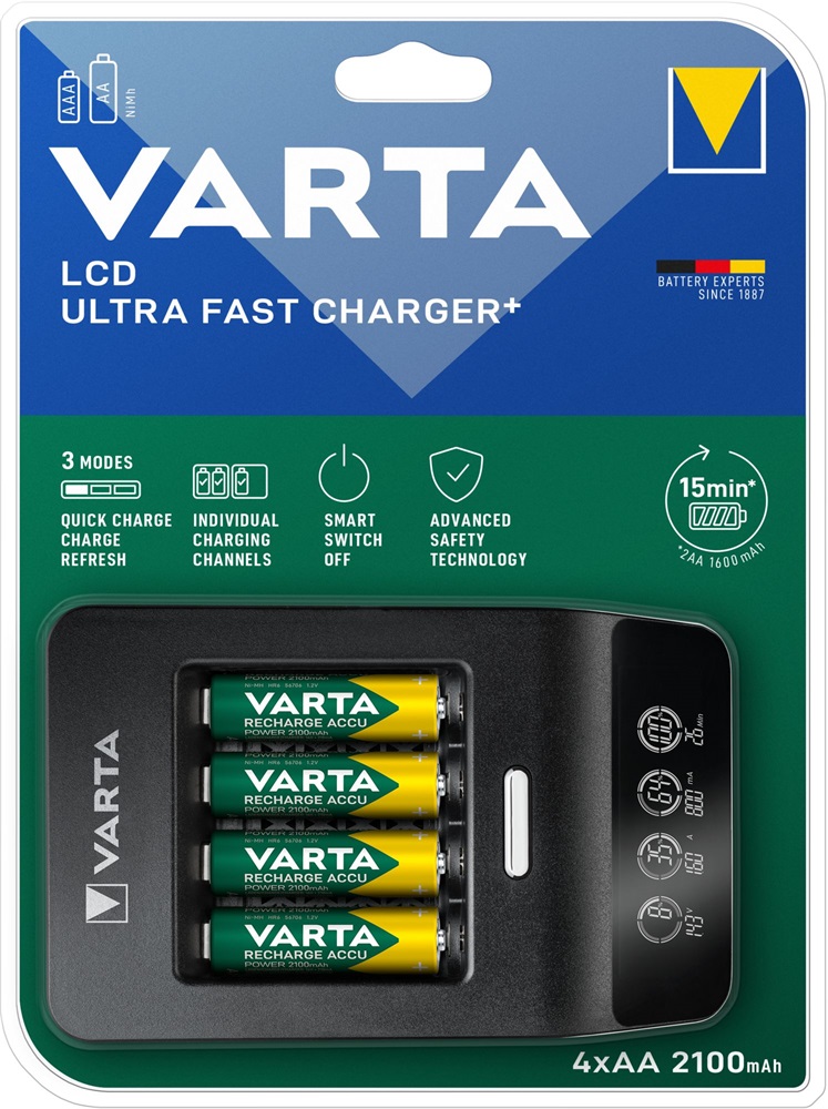 Varta 57685101441 LCD Ultra Fast Charger/4db AA 2100mAh akku/akku töltő