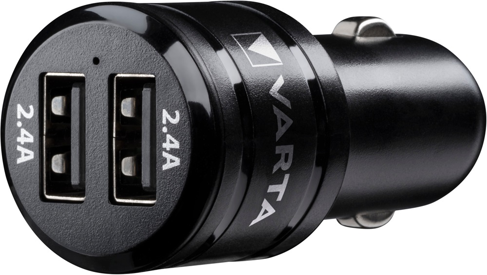 Varta 57931101401 4,8A univerzális 2xUSB fekete autós töltő Micro USB kábellel