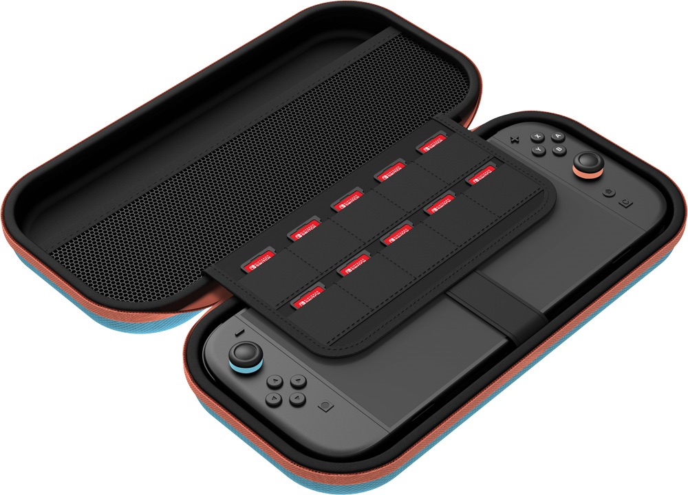 Venom VS4955 Nintendo Switch 2/Switch/OLED/Lite kék-narancs hordtáska + Switch 2 kijelzővédő fólia