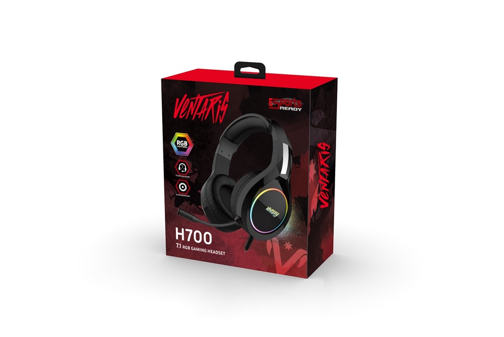 Ventaris H700 RGB 7.1 fekete gamer headset