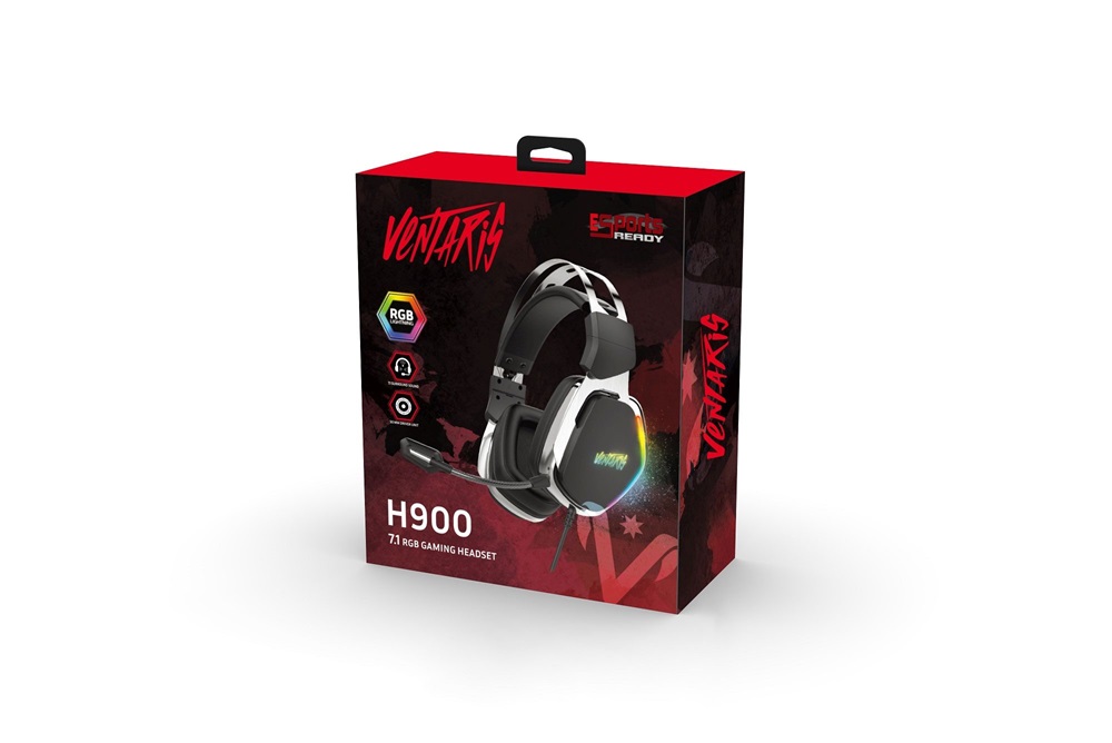 Ventaris H900 RGB 7.1 fekete-ezüst gamer headset (Újracsomagolt)