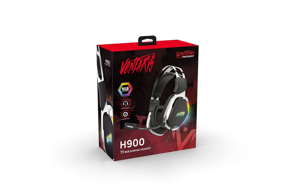 Ventaris H900 RGB 7.1 fekete-ezüst gamer headset (Újracsomagolt)