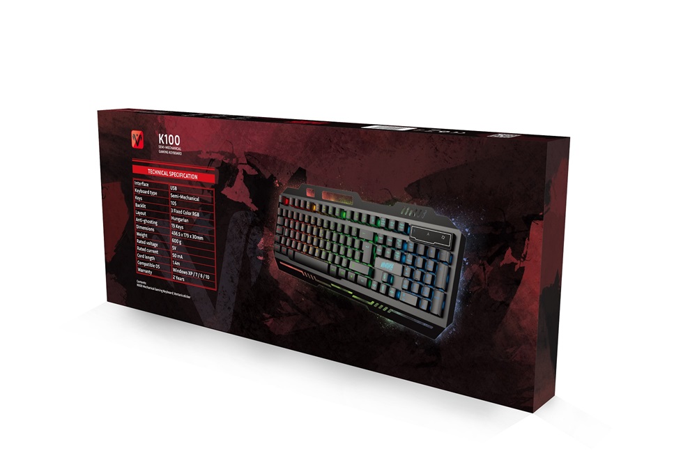 Ventaris K100 RGB HUN gamer billentyűzet
