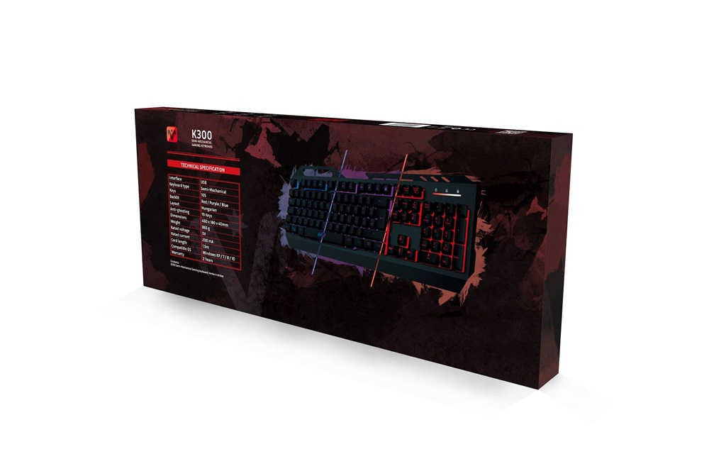 Ventaris K300 RGB HUN gamer billentyűzet (Újracsomagolt)