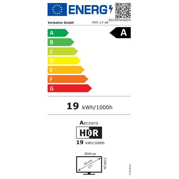 Verbatim 17,3" 32239 PMT-17-4K UHD hordozható érintőkijelzős monitor