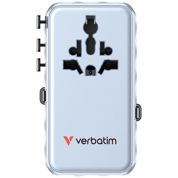 Verbatim 30187 Charge n Travel 70W kék univerzális utazó adapter 2xUSB-C kábellel