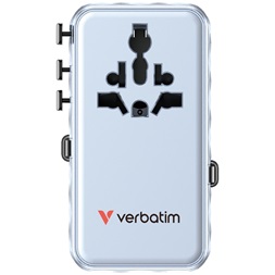 Verbatim 30187 Charge n Travel 70W kék univerzális utazó adapter 2xUSB-C kábellel