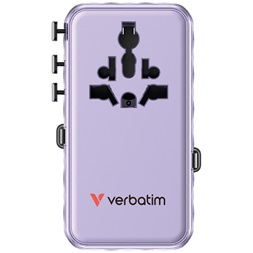 Verbatim 30188 Charge n Travel 70W lila univerzális utazó adapter 2xUSB-C kábellel