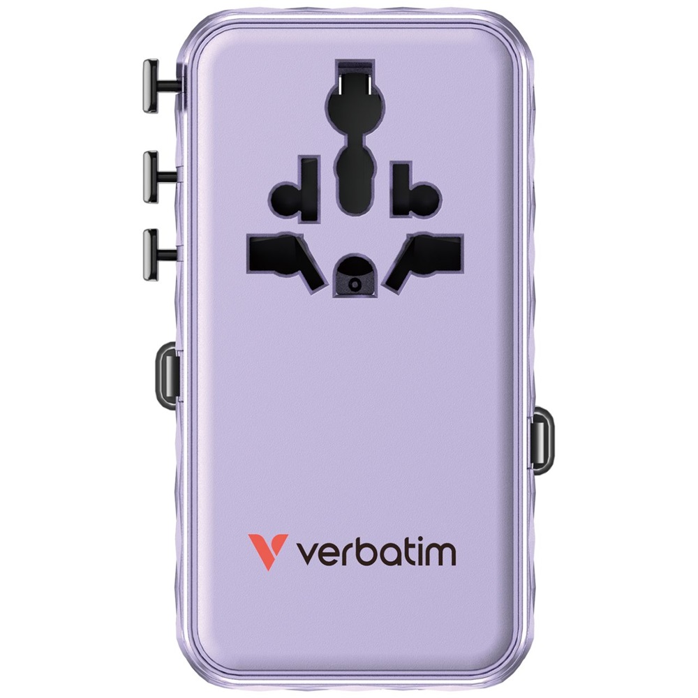 Verbatim 30188 Charge n Travel 70W lila univerzális utazó adapter 2xUSB-C kábellel