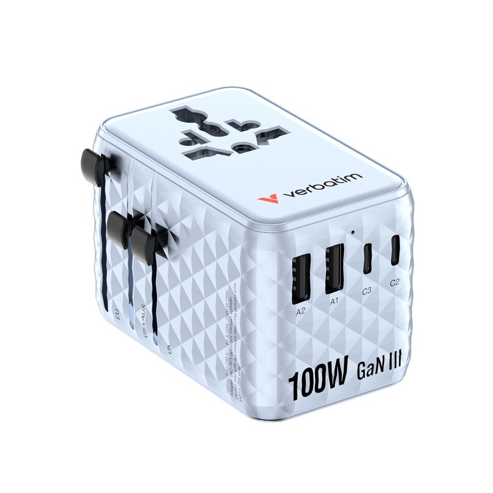 Verbatim 30192 Charge n Travel 100W kék univerzális utazó adapter USB-C kábellel