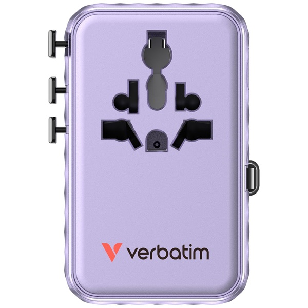 Verbatim 30193 Charge n Travel 100W lila univerzális utazó adapter USB-C kábellel
