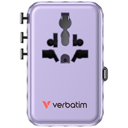 Verbatim 30193 Charge n Travel 100W lila univerzális utazó adapter USB-C kábellel