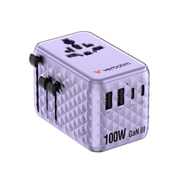 Verbatim 30193 Charge n Travel 100W lila univerzális utazó adapter USB-C kábellel