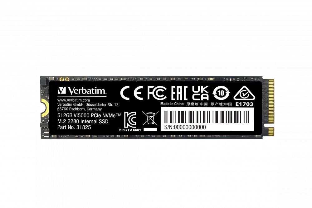 Verbatim 31825 Vi5000 512GB Internal PCIe NVMe M.2 fekete SSD