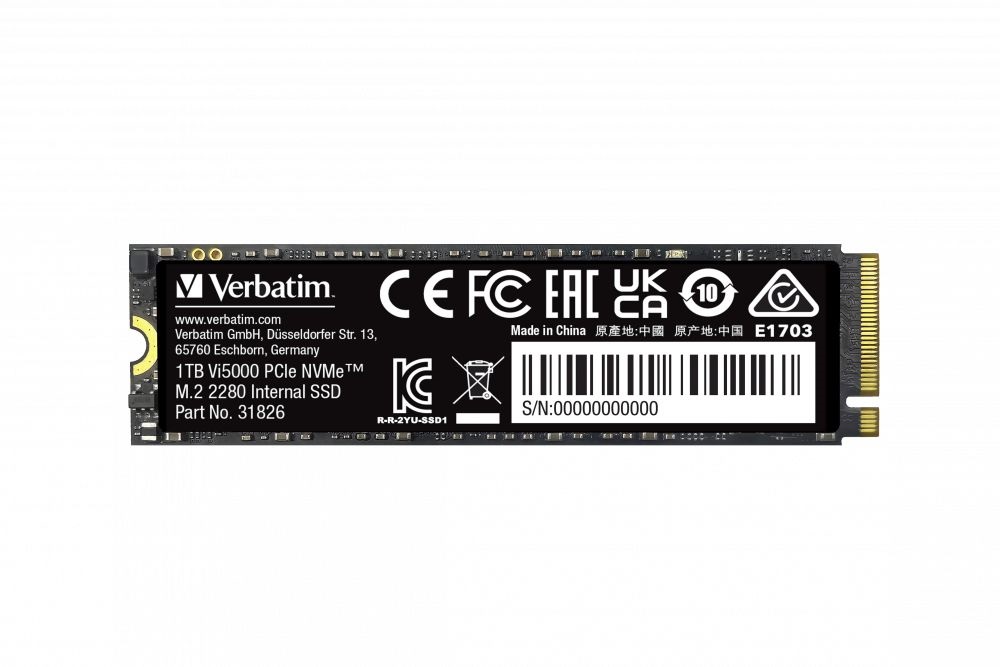 Verbatim 31826 Vi5000 1TB Internal PCIe NVMe M.2 fekete SSD
