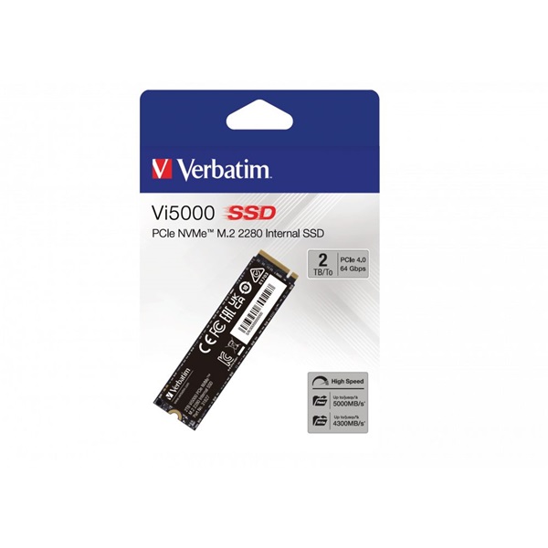 Verbatim 31827 Vi5000 2TB Internal PCIe NVMe M.2 fekete SSD
