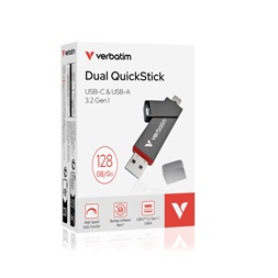 Verbatim 32040 128GB USB 3.2 Gen 1 A/USB-C Dual QuickStick Flash Drive