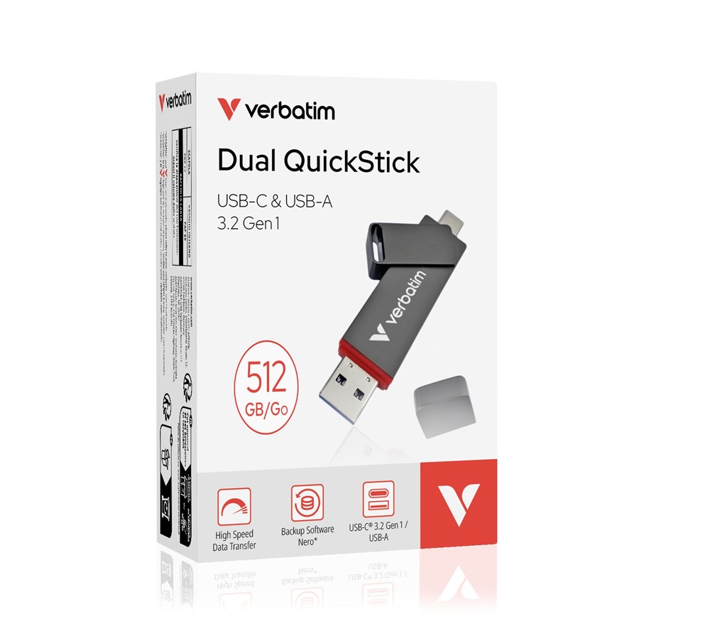 Verbatim 32042 512GB USB 3.2 Gen 1 A/USB-C Dual QuickStick Flash Drive