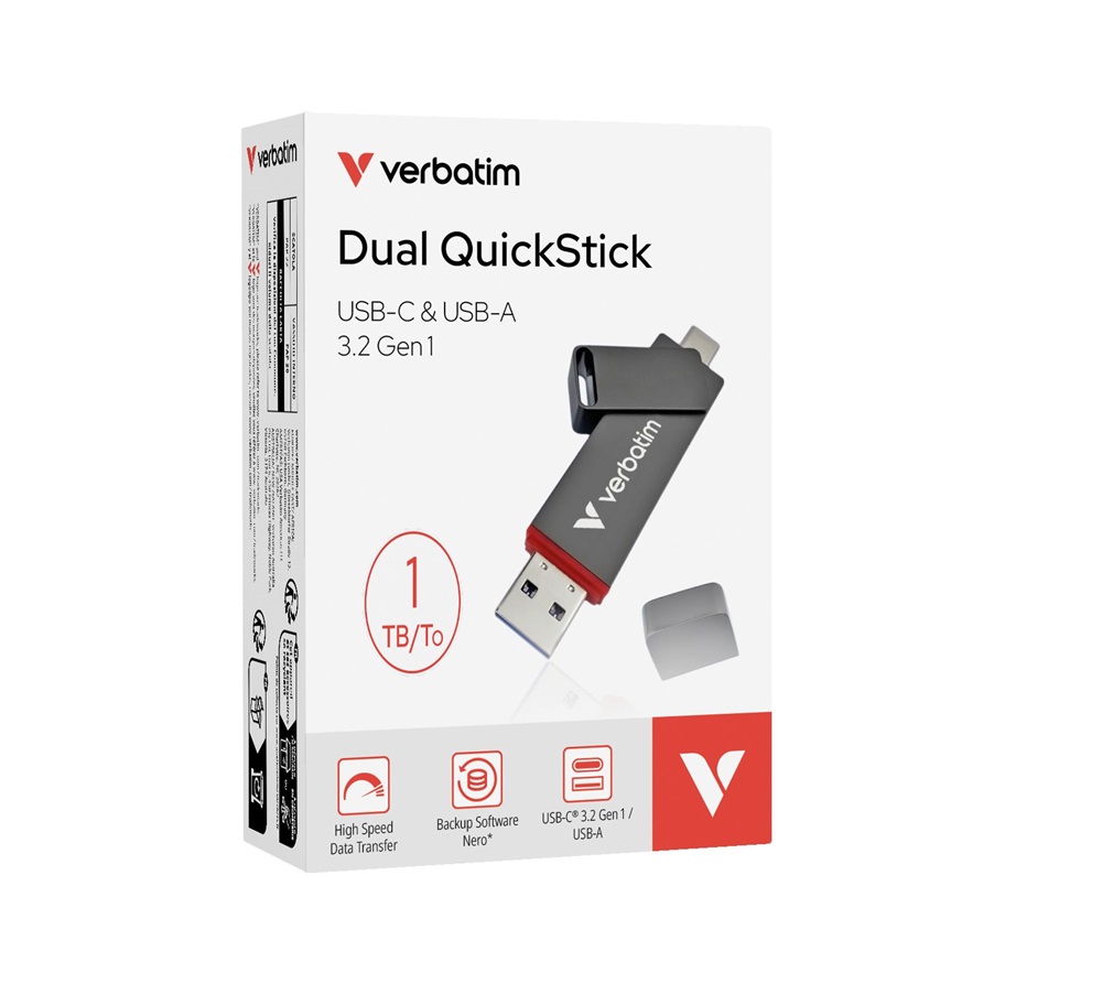 Verbatim 32043 1TB USB 3.2 Gen 1 A/USB-C Dual QuickStick Flash Drive