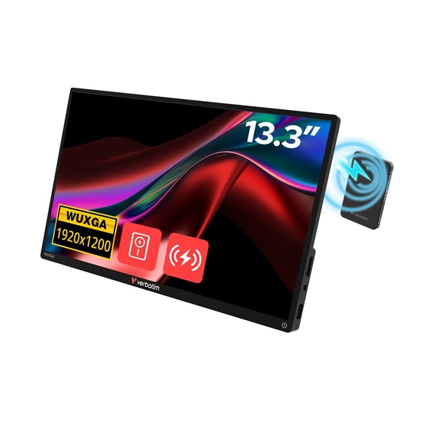 Verbatim 32087 hordozható 13,3" érintő kijelzős WUXGA (1920x1200) monitor vezeték nélküli powerbankkal 5000mAh