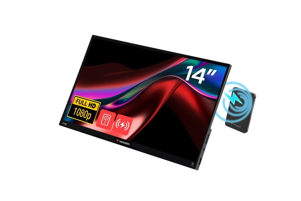 Verbatim 32088 hordozható 14" érintő kijelzős Full HD monitor vezeték nélküli powerbankkal 5000mAh
