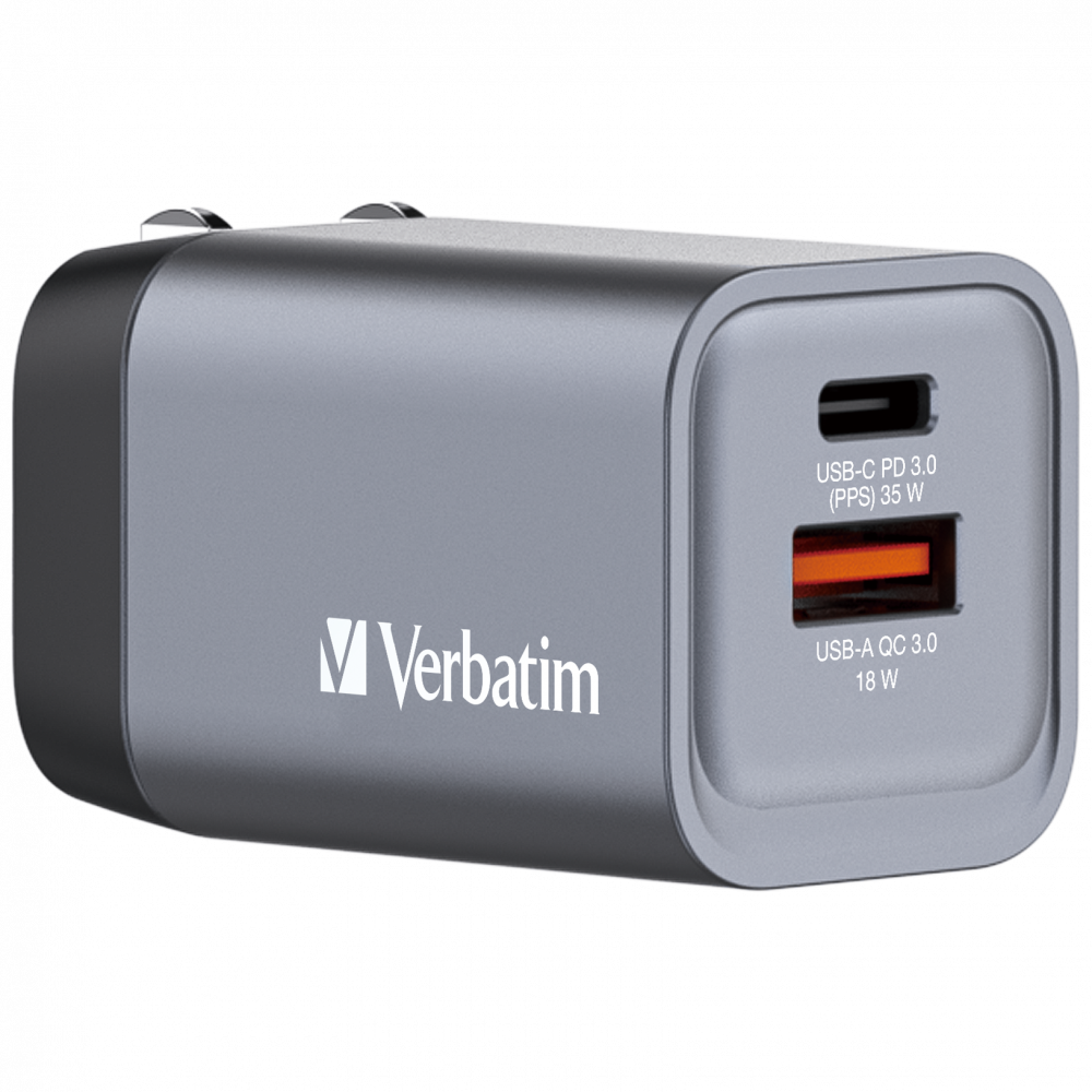 Verbatim 32200 GNC-35 GaN Charger 35W USB Type-A + Type-C hálózati töltő adapter