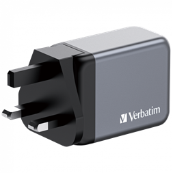 Verbatim 32201 GNC-65 GaN Charger 65W USB Type-A + 2xType-C hálózati töltő adapter