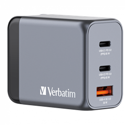 Verbatim 32201 GNC-65 GaN Charger 65W USB Type-A + 2xType-C hálózati töltő adapter