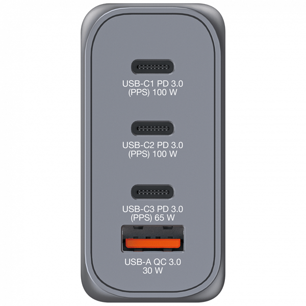 Verbatim 32202 GNC-100 GaN Charger 100W USB Type-A + 3xType-C hálózati töltő adapter
