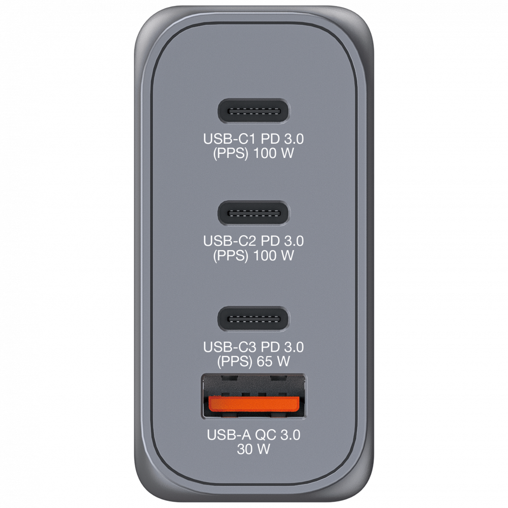 Verbatim 32202 GNC-100 GaN Charger 100W USB Type-A + 3xType-C hálózati töltő adapter