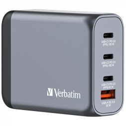 Verbatim 32202 GNC-100 GaN Charger 100W USB Type-A + 3xType-C hálózati töltő adapter