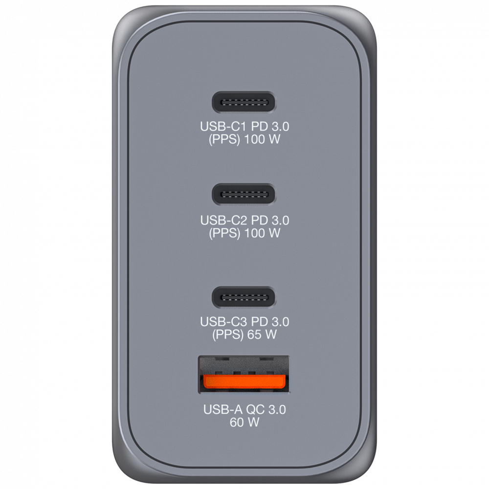 Verbatim 32204 GNC-200 GaN Charger 200W USB Type-A + 3xType-C hálózati töltő adapter