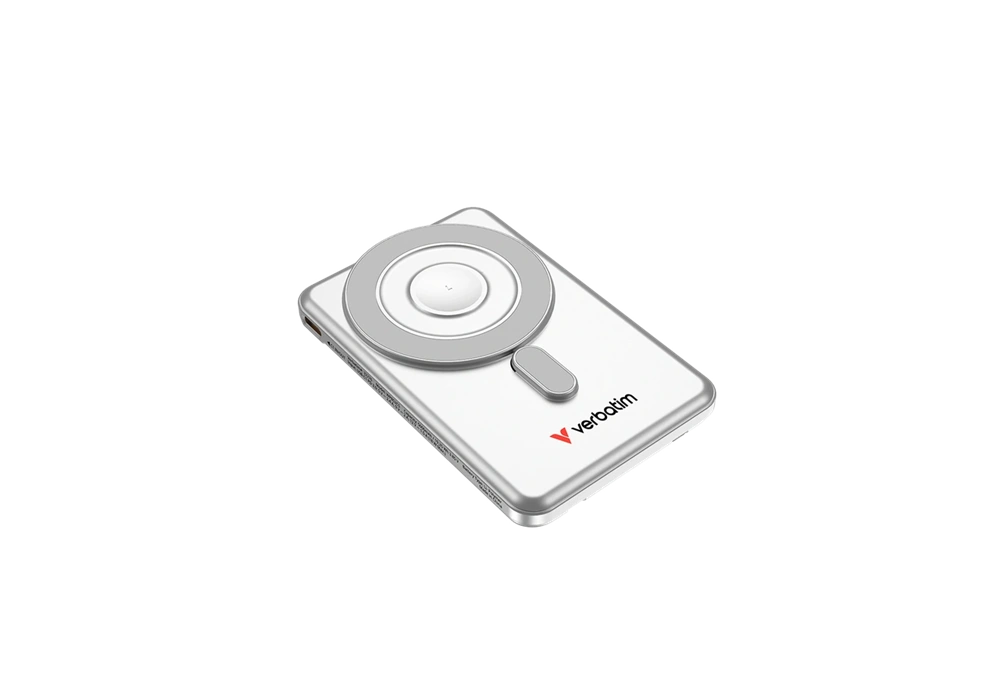 Verbatim 32276 Charge n Go 2C 5000mAh ezüst vezeték nélküli mágneses kitámasztható powerbank 2xUSB-C kábellel