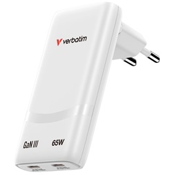 Verbatim 32355 Fold n Go 65W fehér GaN hálózati töltő